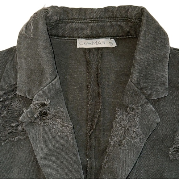 Carmar Black Distressed Blazer size small - Picture 2 of 7